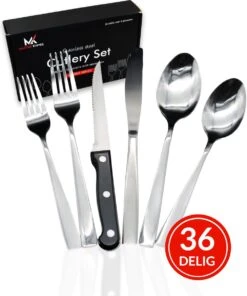 Master Knives 6 Persoons Bestekset (36-delig) - Lepels, Messen, Vorken & Steakmessen - Vaatwasserbestendig - Zilver / RVS -Barbecue Benodigdheden 1000x1200 5