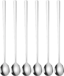 House Of Husk Latte Macchiato Lepels Set - Lange Theelepels - Koffielepels - Longdrinklepels - Sorbetlepels - Barlepel - RVS - 6 Stuks - 20CM - Zilver