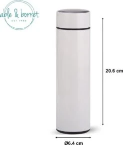 Thermoskan - Thermosfles 500 Ml - Temperatuur Display - 500 Ml - RVS - Wit - Able & Borret -Barbecue Benodigdheden 1016x1200