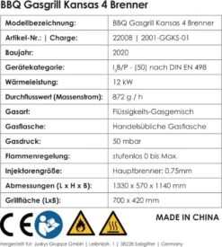 Kansas Gasgrill Barbecue - 4 Pits - RVS -Barbecue Benodigdheden 1077x1200 5