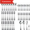 Dymund® 8 Persoons Bestekset - (45-delig) Bestek - Incl. Serveerlepel/Suikerlepel/Serveervork/Botermes - RVS - Zilver