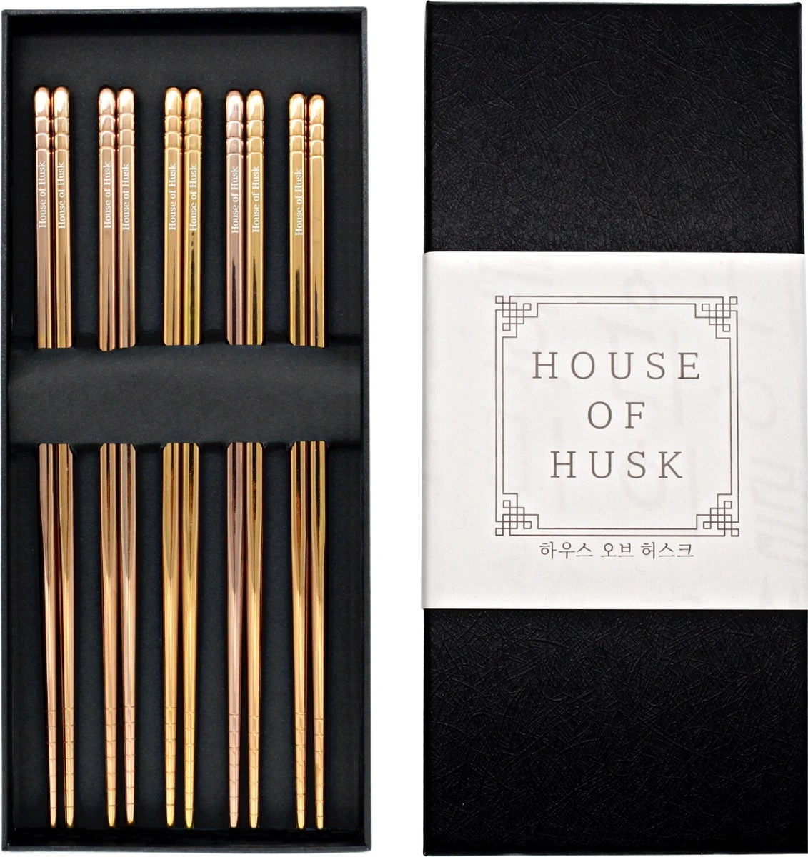 House Of Husk Chopsticks Set - Koreaanse Eetstokjes - Vaatwasserbestendig - RVS - 5 Paar - Rose Goud 1 House Of Husk Chopsticks Set - Koreaanse Eetstokjes - Vaatwasserbestendig - RVS - 5 Paar - Rose Goud