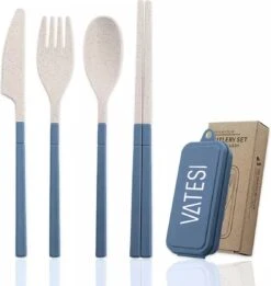 Reisbestek - 5-delig Blauw - Meeneembestek - Bestek To Go
