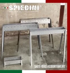 Spiedini Saté-bbq Bali 40 Mini - Kleine, Smalle Houtskoolbarbecue Met Horizontaal Rooster Voor Sate Of Andere Spiesjes - 40 Cm Lang, 11 Cm Breed, 14 Cm Hoog - Ideaal Voor Tuin- Of Open Haard, Of Balkon - Materiaal: Gealuminiseerd Ijzer -Barbecue Benodigdheden 1153x1200 6