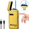 MELTAZO Elektrische Aansteker, Aansteker Gas, Electric Lighter, Gasaansteker Navulbaar, Elektronische Aansteker, Aansteker Plasma, Aansteker Vuurwerk, USB Aansteker Plasma, 2-in-1 Aansteker Voor Sigaretten Camping Kaarsen - 2023 Editie