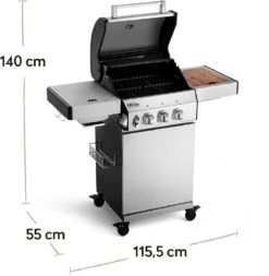 Burnhard Gas BBQ FRED JR. Deluxe - 2 Branders - Incl. Keramische Infraroodbrander & Afdekhoes - Deluxe -Barbecue Benodigdheden 1170x1200 4