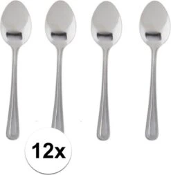 Merkloos 12x Stuks Sierlijke Grote Dessertlepeltjes - Bestek - 15 Cm Van RVS