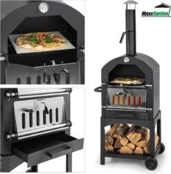 MaxxGarden Pizza Oven Buiten - Houtskool – Incl. Pizzasteen - 45x65x158cm -Barbecue Benodigdheden 1175x1200 2