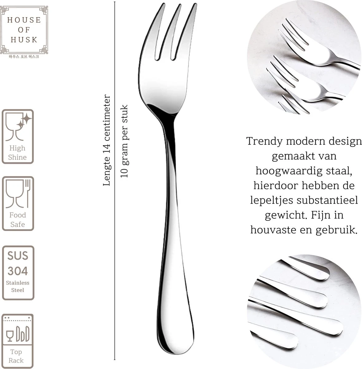 House Of Husk® Gebaksvorkjes - Dessertvorken - Taartvorkjes - Cocktailvorken - Klein Vorkjes - 12 Stuks - RVS - Zilver 2 House Of Husk® Gebaksvorkjes - Dessertvorken - Taartvorkjes - Cocktailvorken - Klein Vorkjes - 12 Stuks - RVS - Zilver - Afbeelding 2