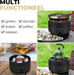 Ozocozy BBQ-ONE Houtskool Tafelbarbecue - Ø30 Cm- Zwart - Incl. Draagtas, Siliconen Bakkwast En RVS-Barbecuetang -Barbecue Benodigdheden 1193x1200 11