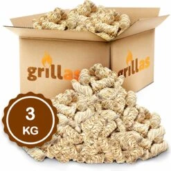 Aanmaakkrullen Voor BBQ Of Kachel | 3kg ECO FSC Gecertificeerd Aanmaakhout Barbecue - Biologisch En Duurzaam Aanmaakwokkels - Houtwol Wokkels - Barbeque Aansteker - Aanmaakblokjes - Accessoires - Ongeveer 240 Krullen -Barbecue Benodigdheden 1195x1200 16