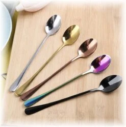 Fako Bijoux® - 6 Lange Lepels - Latte Macchiato - Longdrink - Cocktail - Dessert - IJs - Koffie - Zilver - 6 Stuks - Bewaarzakje -Barbecue Benodigdheden 1196x1200 25