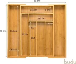 Budu Uitschuifbare Bamboe Bestekbak #45 (45 Cm Diep) - Bestekcassette Hout - Besteklade - 45 X 30,6 - 50 Cm - 6/8 Vakken -Barbecue Benodigdheden 1200x1000 10