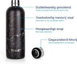 TIGR The Combo - Voordeelset Minimalist Thermosfles En Cup Warmhoudbeker - 500ml - Zwart Marmer -Barbecue Benodigdheden 1200x1001