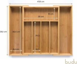 Budu Uitschuifbare Bamboe Bestekbak #38 (38 Cm Diep) - Bestekcassette Hout - Besteklade - 38 X 29,5 - 47,8 Cm - 5/7 Vakken -Barbecue Benodigdheden 1200x1005 8