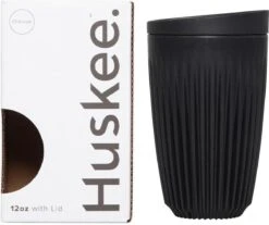 HuskeeCup & Deksel - Koffiebeker - Large - 12oz/36cl - Charcoal -Barbecue Benodigdheden 1200x1007