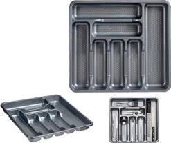 Kunststof Bestekbak/bestekhouder 7-vaks Grijs 42 X 39 Cm - Keukenlade/besteklade Inzetbakken -Barbecue Benodigdheden 1200x1008 7