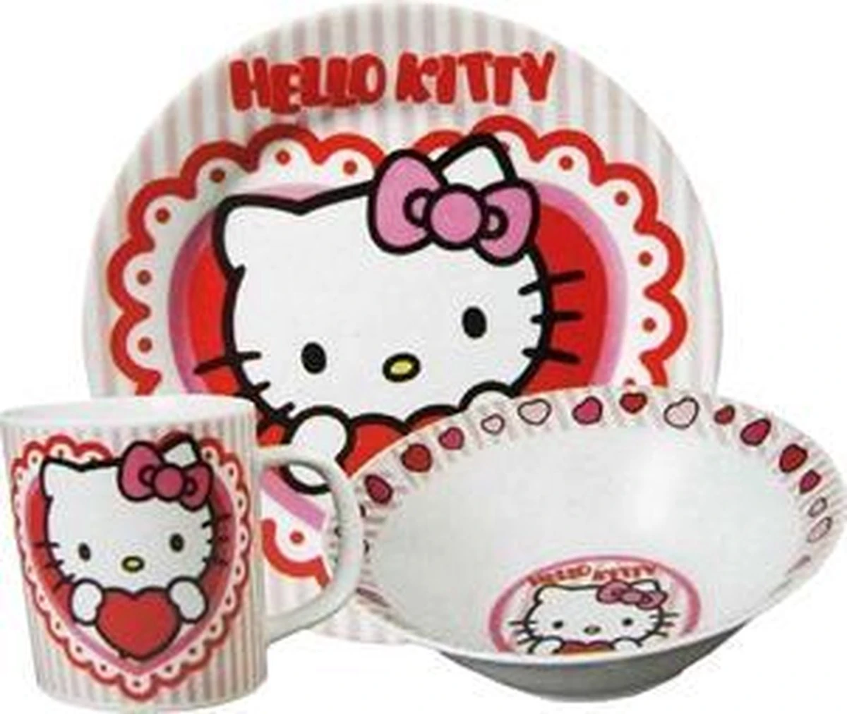 SANRIO Ontbijtset Hello Kitty Hart Porselein 1 SANRIO Ontbijtset Hello Kitty Hart Porselein