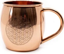 Koperen Beker Flower Of Life Geëtst (470 Ml)