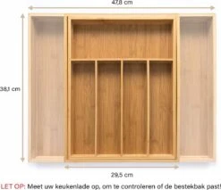 Budu Uitschuifbare Bamboe Bestekbak #38 (38 Cm Diep) - Bestekcassette Hout - Besteklade - 38 X 29,5 - 47,8 Cm - 5/7 Vakken -Barbecue Benodigdheden 1200x1033 5
