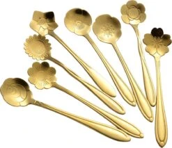Fako Bijoux® - Bloemen Lepels Set - Theelepel / Koffielepel - 12cm - Goud - 8 Stuks -Barbecue Benodigdheden 1200x1034 6