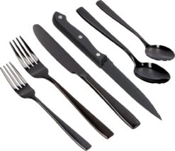 Deleca 6 Persoons Bestekset (36-delig) - Lepels, Messen, Vorken & Steakmessen - Vaatwasserbestendig - Zwart / RVS -Barbecue Benodigdheden 1200x1036 8