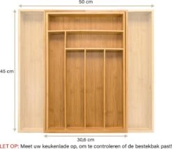 Budu Uitschuifbare Bamboe Bestekbak #45 (45 Cm Diep) - Bestekcassette Hout - Besteklade - 45 X 30,6 - 50 Cm - 6/8 Vakken -Barbecue Benodigdheden 1200x1041 5
