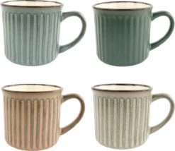 OTIX Koffiekopjes - Met Oor - Set Van 4 - Aardewerk - 200 Ml