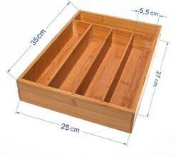 Merkloos Bamboehouten Bestekbak - 5 Compartimenten - 25 X 35 X 6 Cm. - Organizer - 5 Vaks -Barbecue Benodigdheden 1200x1068 5