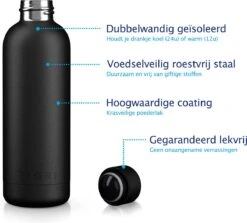 TIGR Minimalist - Drinkfles - Thermosfles - RVS - 500ml - Zwart - Black Edition -Barbecue Benodigdheden 1200x1081
