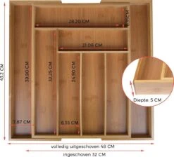 KitchenBrothers Bestekbak - Verstelbare Besteklade - 30 Tot 44.5cm - Bamboehout -Barbecue Benodigdheden 1200x1086 3