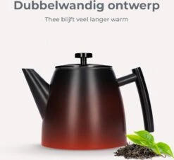 Vaja® Camille Theepot Zwart Met Filter - 1 Liter - RVS - Dubbelwanding -Barbecue Benodigdheden 1200x1099 6