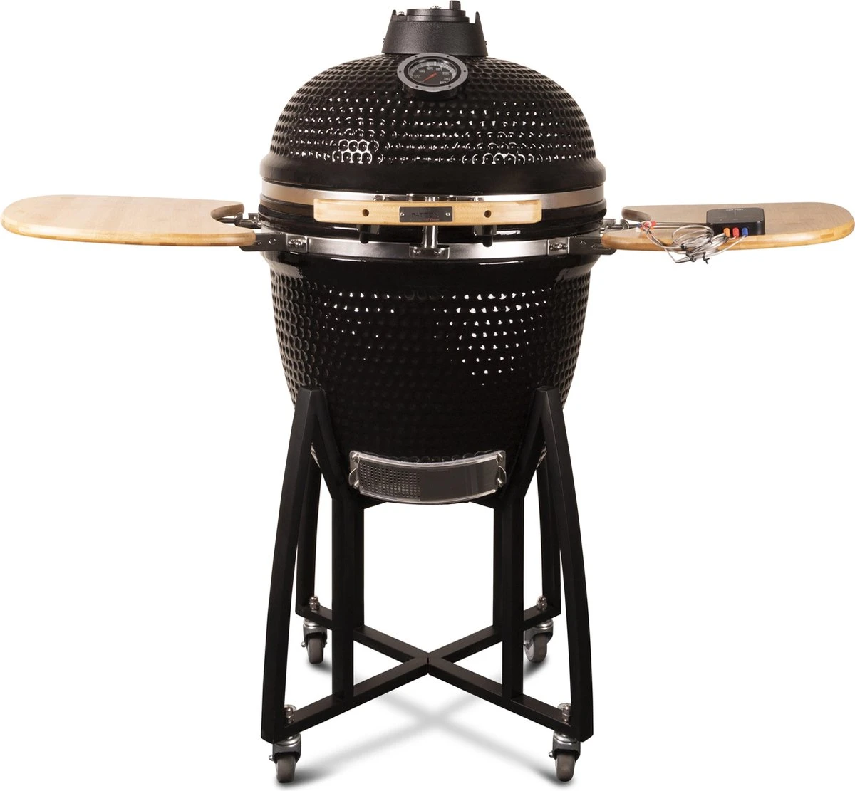 Patton - Kamado 21" - Premium Black - Keramische Barbecue - Incl. Bluetooth Kerntemperatuurmeter - LED Verlichting - Large - Compleet - Zwart 18 Patton - Kamado 21" - Premium Black - Keramische Barbecue - Incl. Bluetooth Kerntemperatuurmeter - LED Verlichting - Large - Compleet - Zwart - Afbeelding 18