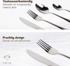 Dymund® 8 Persoons Bestekset - (45-delig) Bestek - Incl. Serveerlepel/Suikerlepel/Serveervork/Botermes - RVS - Zilver -Barbecue Benodigdheden 1200x1123 6