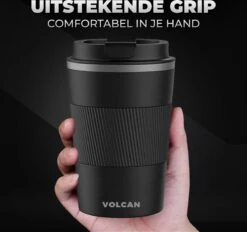 Volcan RVS Koffiebeker To Go Met Sleeve - Thermosbeker - Theebeker - Coffee - Zwart -Barbecue Benodigdheden 1200x1125 1