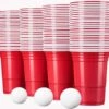 Merkloos Beerpong - 50 Stuk(s) - Red Cups Inc. 3 Ballen - Beerpong Drankspel - Plastic Bekers - Beer Pong