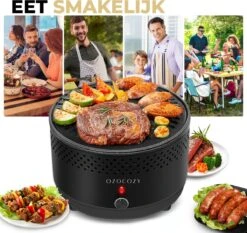 Ozocozy BBQ-ONE Houtskool Tafelbarbecue - Ø30 Cm- Zwart - Incl. Draagtas, Siliconen Bakkwast En RVS-Barbecuetang -Barbecue Benodigdheden 1200x1133 6