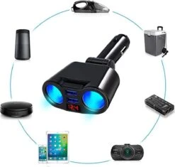 Auto Sigarettenaansteker Splitter - USB Ingang Auto - 2 Sigaretten Aansluitingen - Autolader -Barbecue Benodigdheden 1200x1144 2