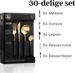 LuZana - Bestek Set Goud - 30-delig - Bestekset 6 Persoons - Goud/zwart - Bestek - Borden - Bestekset Zwart -Barbecue Benodigdheden 1200x1161 12
