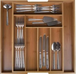 KitchenBrothers Bestekbak - Verstelbare Besteklade - 30 Tot 44.5cm - Bamboehout -Barbecue Benodigdheden 1200x1164 10