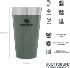 Stanley The Stacking Beer Pint 0,47l - Beker - Hammertone Green -Barbecue Benodigdheden 1200x1165