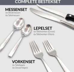 Master Knives 6 Persoons Bestekset (36-delig) - Lepels, Messen, Vorken & Steakmessen - Vaatwasserbestendig - Zilver / RVS -Barbecue Benodigdheden 1200x1166 4