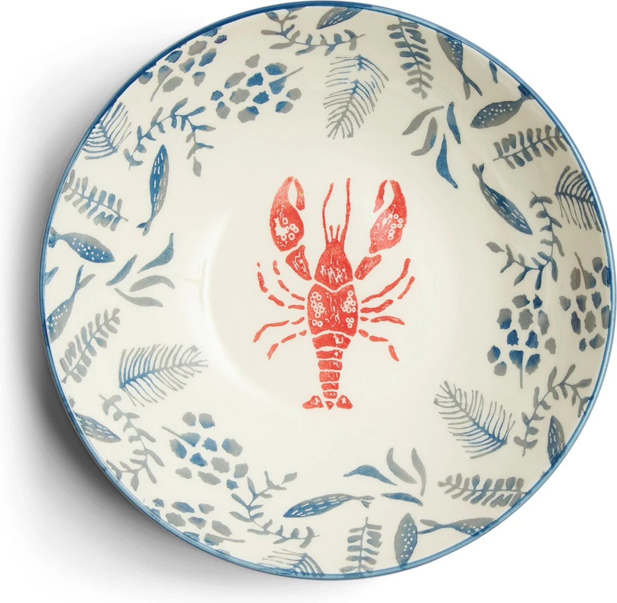 Riviera Maison Serveerschaal Keramiek Met Vissen En Kreeft - First Catch Serving Bowl - Blauw - Keramiek - 1 Stuk 1 Riviera Maison Serveerschaal Keramiek Met Vissen En Kreeft - First Catch Serving Bowl - Blauw - Keramiek - 1 Stuk