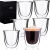 Dubbelwandige ESPRESSO Glazen Van Borosilicaat - Warme En Koude Dranken Kopjes - 70 ML - Set Van 6