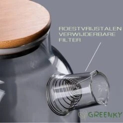GREENKY Glazen Theepot Met Filter En Bamboe Deksel- Theekan - Duurzaam - Filter - Theehouder - Theeglas - Fruitkan - Schenkkan - Teapot - 1Liter - 1000ml -Barbecue Benodigdheden 1200x1195 10