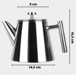 Castagnola Theepot Met Filter – Theekan – Theepot Dubbelwandig – Theepot Roestvrijstaal – Hoogwaardig RVS – 1 Liter – 5 Kopjes Thee – Zilver Glans -Barbecue Benodigdheden 1200x1195 18