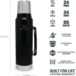 Stanley The Legendary Classic Bottle 1,00L - Thermosfles - Matte Black 18 Stanley The Legendary Classic Bottle 1,00L - Thermosfles - Matte Black -Barbecue Benodigdheden 1200x1196 1