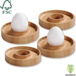 Merkloos FSC® Bamboe Houten - Eierdopjes Set Van 4 Stuks - Met Praktische Rand Voor Neerleggen Van De Eierschaal - Eierdoppen Set 4-Delig -Barbecue Benodigdheden 1200x1198 41