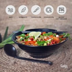 Gadgy Noodle Kom Set - 2 Kommen, 2 Paar Eetstokjes En 2 Lepels - Noodle Bowl - Japans Servies -Barbecue Benodigdheden 1200x1200 1008