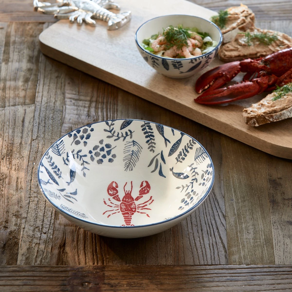 Riviera Maison Serveerschaal Keramiek Met Vissen En Kreeft - First Catch Serving Bowl - Blauw - Keramiek - 1 Stuk 2 Riviera Maison Serveerschaal Keramiek Met Vissen En Kreeft - First Catch Serving Bowl - Blauw - Keramiek - 1 Stuk - Afbeelding 2